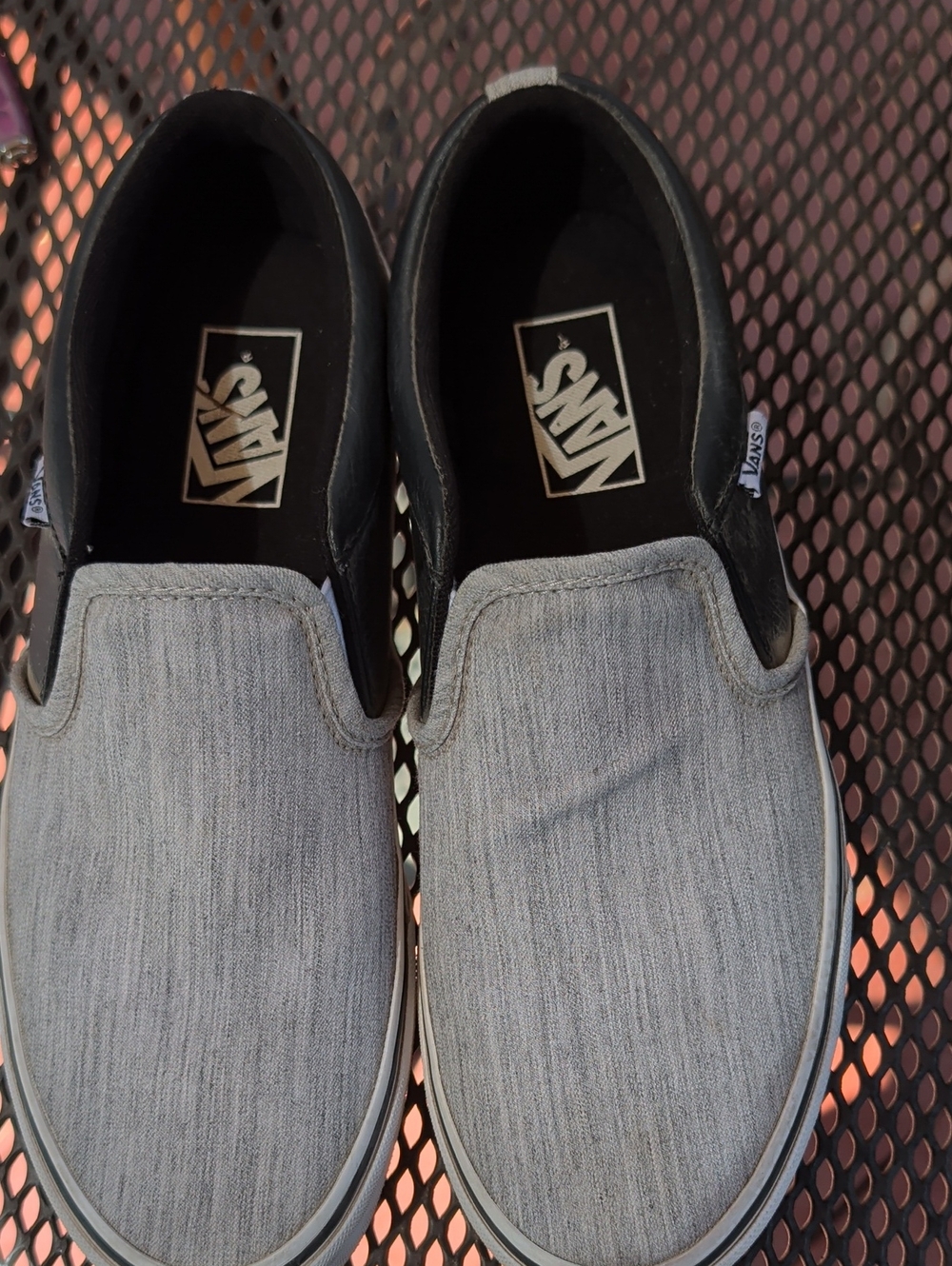 Vans Gray Canvas Slip-On Loafers with Black Trim